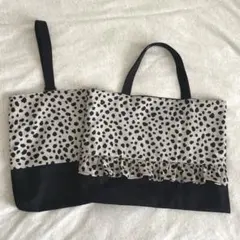 レッスンバッグ・シューズ袋セット　ハンドメイド　ダルメシアン柄