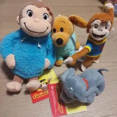おさるのジョージ ぬいぐるみ マスコット 4点セットのサムネイル