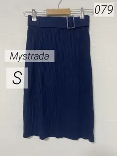 079 美品 Mystrada ベルト付き リブニットタイトスカートのサムネイル