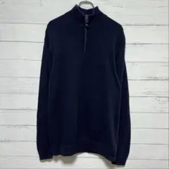 Eddie Bauer ハーフジップセーター ネイビー TALL L コットン