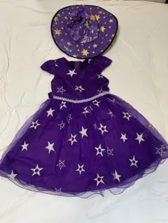 ハロウィン♪魔女♪紫色星柄ドレスと帽子セット