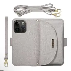 iPhone15Proケース　手帳型　財布型　ショルダーストラップ　スタンド機能