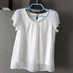 PROPORTION　ブラウス サイズ2　白　チェック柄　Мのサムネイル