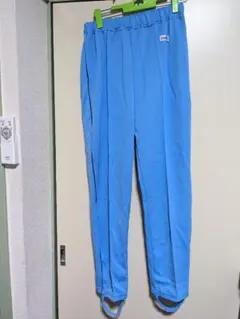 青いワイドパンツ ゴムウエスト(L)