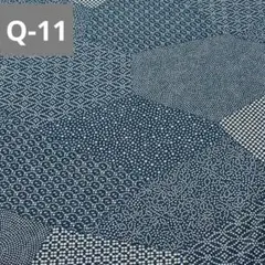 Q-11 青系 いろんな柄 パッチワーク風 ちりめん？ 着物 はぎれ 正絹 生地