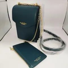 未使用級 サマンサタバサ スマホショルダー ウォレットショルダーバッグ ネイビー