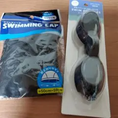 スイミングキャップとスイムゴーグルセット黒