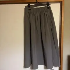 グレー ギャザースカート ゴムウエスト