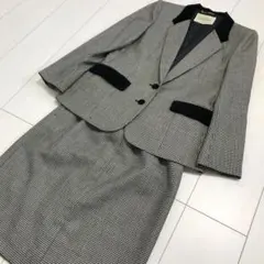 80'sビンテージ古着！日本製 ぴのぶらん モノトーン千鳥格子セットアップスーツのサムネイル