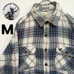 US古着 フランネルシャツ AMERICANEAGLE ネイビー M