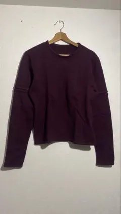 Vintage パープル 長袖 ニット・セーター 短丈