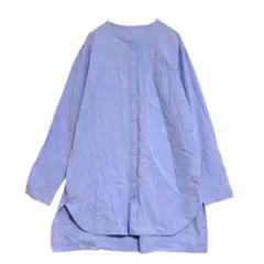 コムサイズム　ノーカラー 比翼ボタン シャツチュニック　水色　9 / M