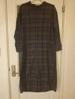 チェック柄ロングシャツワンピース