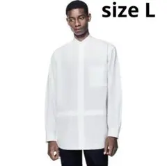 ＋J ジルサンダー スーピマコットン　バンドカラー ホワイト　size L