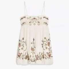 ZARA zw collection 刺繍入りフラワーワンピース