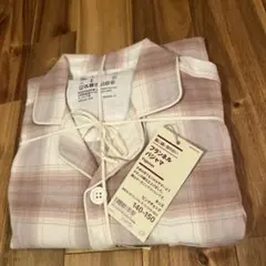 新品　無印無印　ピンクチェック　脇に縫い目のないフランネルパジャマ　140