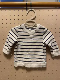 ベージュ・ネイビー ストライプ トレーナー