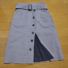 プロポーションボディドレッシング チェック柄 タイトスカート ベルト付き