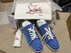 Christian Louboutin 青 スニーカー 幾何学模様 保存袋付きのサムネイル
