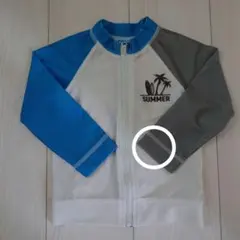 ジップアップラッシュガード 90cm 青/グレー