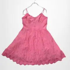 ダズリン ミニキャミワンピース 花柄レース フリル ピンク 肩紐調整可