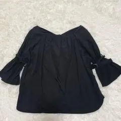 ジーナシス　ブラウス　ブラック　Fサイズ　七分袖　背中ボタン