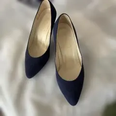 紺色　スエードパンプス　22.5 セミオーダー品