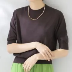 KBF illi ブラウン 半袖ニット