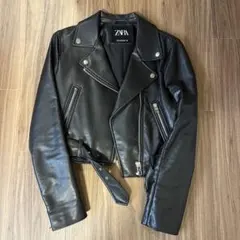 ZARA ブラック レザーライダースジャケット XS
