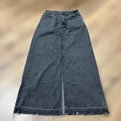デニムロングタイトスカート ブラック