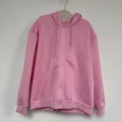 ピンク　フルジップ　パーカー