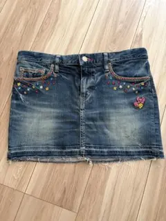 ヒステリックグラマー　フラワー柄　刺繍デザイン　デニム　ミニスカートのサムネイル