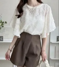 前後2Wayラッフルスリーブ花柄ブラウス[fo2048] グレイル