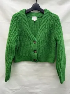 H&M ショート丈 ニットカーディガン グリーン XS