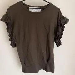 Rie Miller フリルスリーブ Tシャツ ブラウンのサムネイル