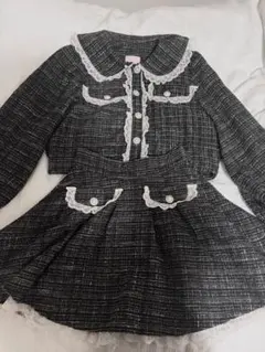 レースフリルツイードジャケット スカート