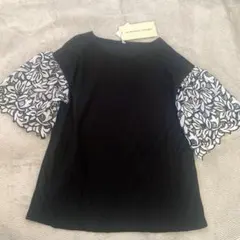 【新品】HK WORKS LONDON タグ付 花柄レース袖Tシャツ ブラック