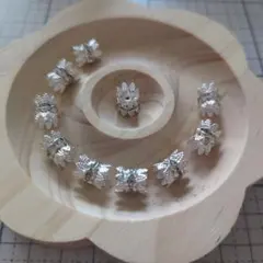 シルバー ロンデル スペーサー ブレスレット ストラップ 花形 パーツ 10個