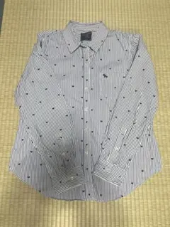 アバクロ ストライプシャツオーバーサイズ ハート柄 ロゴ刺繍【L】大人カジュアルのサムネイル