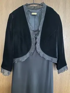 ブラック　フォーマルアンサンブルパーティドレス、ストール付き