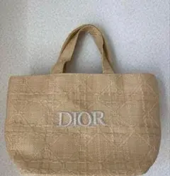 ☆DIOR☆ トートバッグ ストロー素材 ベージュ ノベルティ - メルカリ
