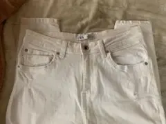 ZARA ホワイトデニム ダメージ加工 メンズ 31 白デニム ストレッチスリム