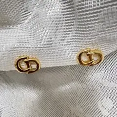 極美品 Christian Dior CDロゴ イヤリング ゴールド