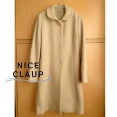 NICE CLAUP　ロングコート　ウール　ベージュ　シンプル