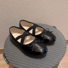 黒 エナメル バレエシューズ フォーマル