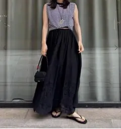 新品未使用⭐︎IENAコットンレーススカート38 ブラックのサムネイル
