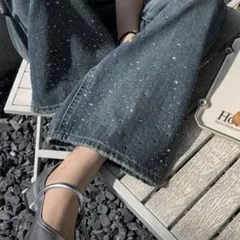 SHEIN キラキラ スパンコール デニムパンツ