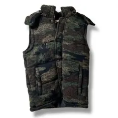 Mサイズ　迷彩柄ダウンベスト　美品　フード取外し可　チャック　カモフラ柄