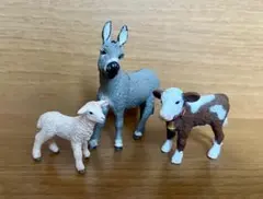 シュライヒ Schleich 動物フィギュア　ロバ　仔ウシ　仔羊