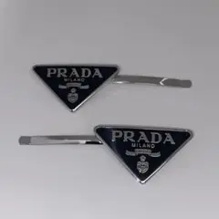 美品・即日発送】PRADA プラダ ヘアピン 黒　ブラック　シルバー